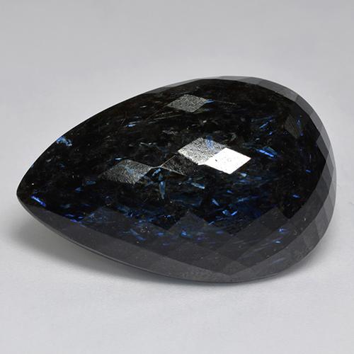 43.23 ct Black Nuummite Stone, Natural Nuummite in Pear Checkerboard Shape for Sale