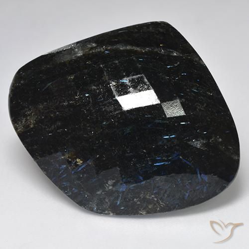 Nuummite Checkerboard rombo da 58,6 ct dall'India, dimensione 38,6x32 mm, purezza Opaque, pietra preziosa naturale non trattati, Nuummite 1pc in colore Nero con scintillio blu, durezza Mohs di 5,5 - 6, Photo A