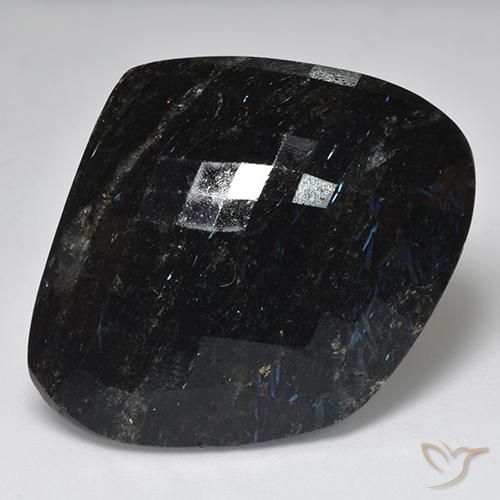 58.60 ct Black Nuummite Stone, Natural Nuummite in Rhomb Checkerboard Shape for Sale