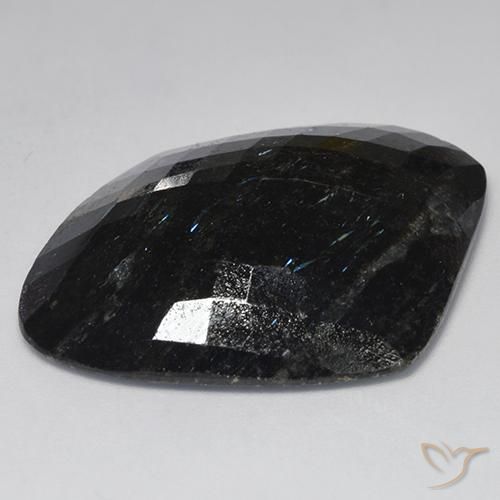 Nuummite Gemstone in 38.6 x 32 mm Size for Sale, Nuummite Stone in Black with Blue Sparkle Color