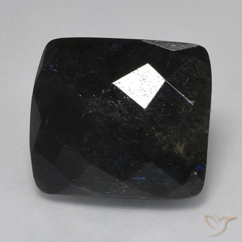 14.54 ct Black Nuummite Stone, Natural Nuummite in Cushion Checkerboard (double sided) Shape for Sale