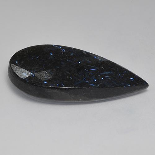 Nuummite Gemstone in 34.2 x 20.9 mm Size for Sale, Nuummite Stone in Black with Blue Sparkle Color