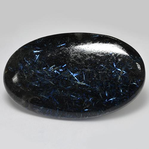 79.60 ct Black Nuummite Stone, Natural Nuummite in Oval Cabochon Shape for Sale