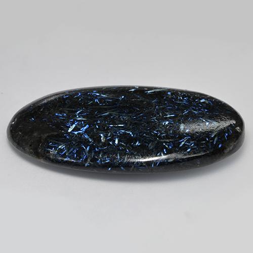 Nuummite Gemstone in 47.2 x 28.7 mm Size for Sale, Nuummite Stone in Black with Blue Sparkle Color