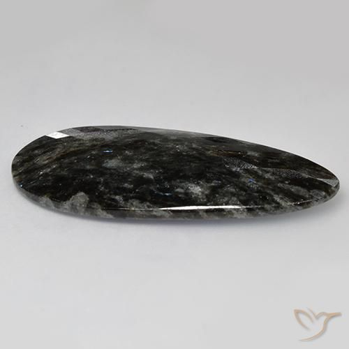 Nuummite Gemstone in 47.2 x 20.7 mm Size for Sale, Nuummite Stone in Black with Blue Sparkle Color