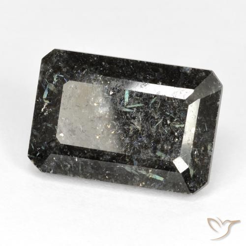 16.29 ct Black Nuummite Stone, Natural Nuummite in Octagon Step Cut Shape for Sale