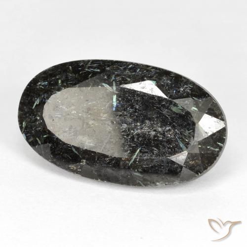 19.24 ct Black Nuummite Stone, Natural Nuummite in Oval Facet Shape for Sale
