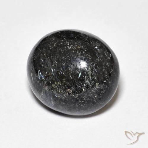 8.16 ct Black Nuummite Stone, Natural Nuummite in Oval Cabochon Shape for Sale