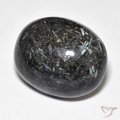 29.00 ct Black Nuummite Stone, Natural Nuummite in Oval Cabochon Shape for Sale