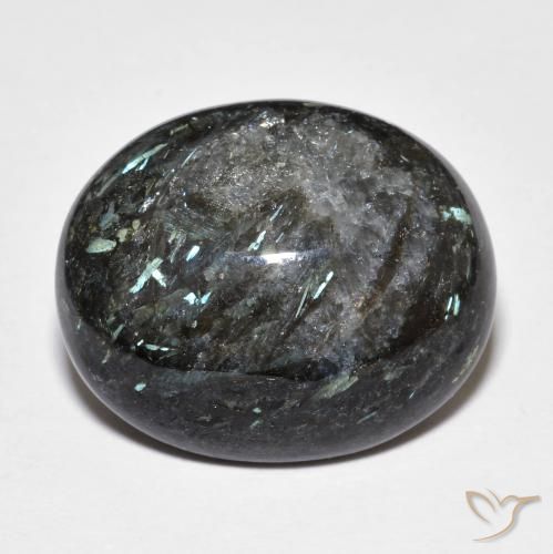 Nuummite nero taglio ovale da 18,41 ct dall'India, dimensione 19,9 x 16,4mm, pietra preziosa naturale non trattati , purezza Opaque, Nuummite Ovale cabochon da 1 pz, durezza Mohs di 5,5 - 6, Photo A
