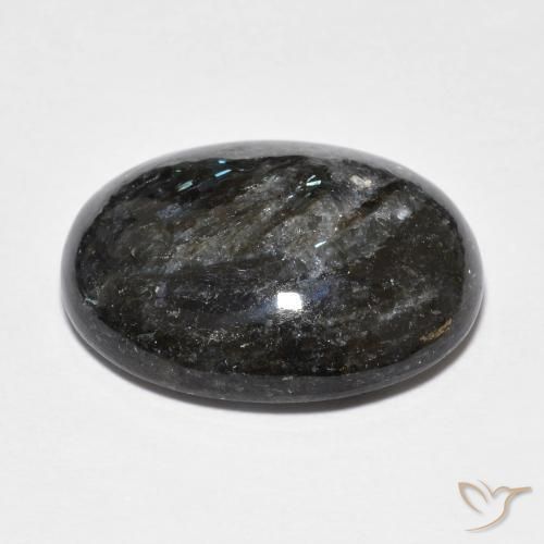 Nuummite Gemstone in 19.9 x 16.4 mm Size for Sale, Nuummite Stone in Black with Blue Sparkle Color