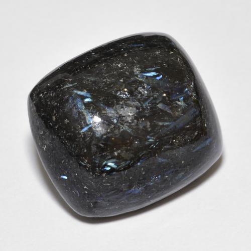 17.72 ct Black Nuummite Stone, Natural Nuummite in Cushion Cabochon Shape for Sale