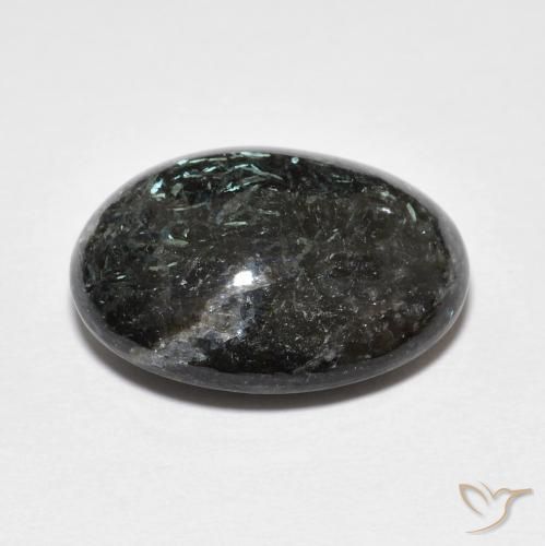 Nuummite Gemstone in 17.5 x 13.8 mm Size for Sale, Nuummite Stone in Black with Blue Sparkle Color