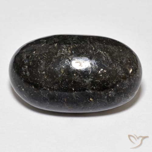 23.04 ct Black Nuummite Stone, Natural Nuummite in Oval Cabochon Shape for Sale