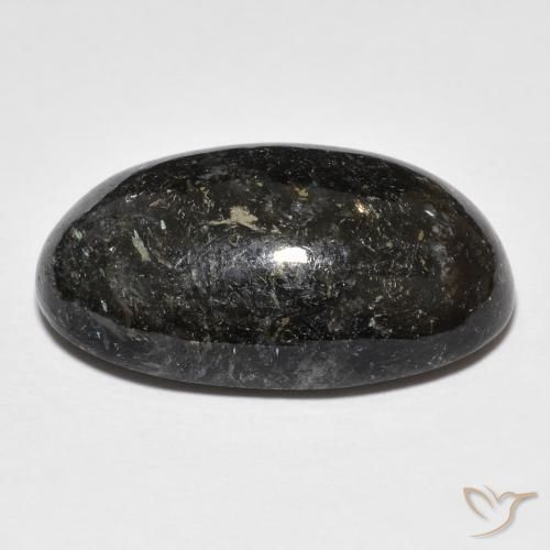 Nuummite Gemstone in 23.6 x 13.9 mm Size for Sale, Nuummite Stone in Black with Blue Sparkle Color