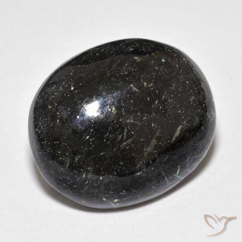 23.53 ct Black Nuummite Stone, Natural Nuummite in Oval Cabochon Shape for Sale
