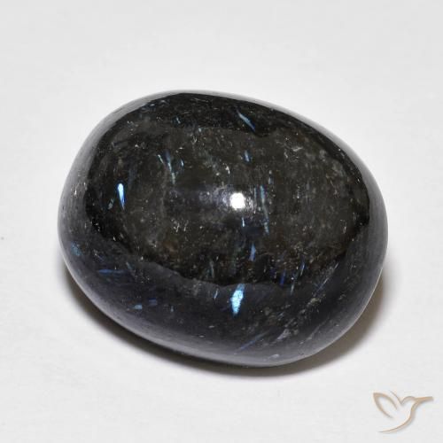 22.55 ct Black Nuummite Stone, Natural Nuummite in Oval Cabochon Shape for Sale