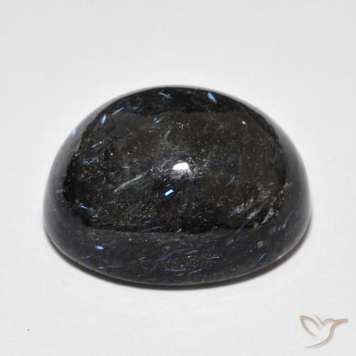 Nuummite Gemstone in 18.5 x 14.7 mm Size for Sale, Nuummite Stone in Black with Blue Sparkle Color
