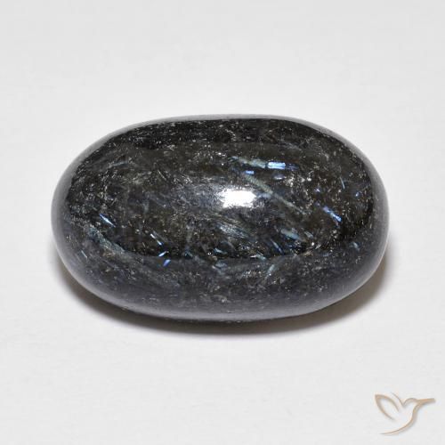 14.96ct Natural Black with Blue Sparkle Nuummite, Oval, Opaque