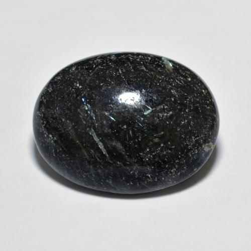 10.56 ct Black Nuummite Gemstone, Nuummite Gem in Oval Cabochon Shape for Sale.