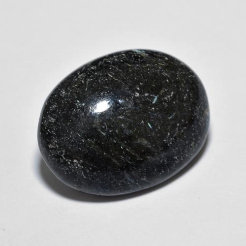 10.56 ct Black Nuummite Stone, Natural Nuummite in Oval Cabochon Shape for Sale