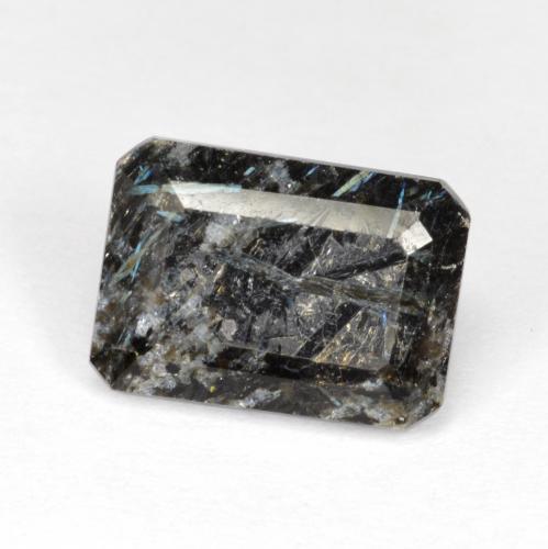 6.77 ct Black Nuummite Stone, Natural Nuummite in Octagon Step Cut Shape for Sale