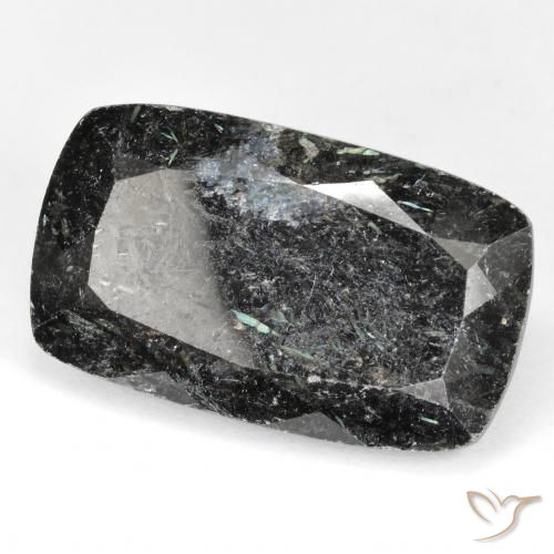 29.18 ct Black Nuummite Stone, Natural Nuummite in Cushion-Cut Shape for Sale