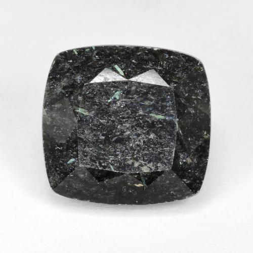 12.07 ct Black Nuummite Gemstone, Nuummite Gem in Cushion-Cut Shape for Sale.