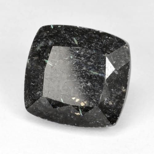 12.07 ct Black Nuummite Stone, Natural Nuummite in Cushion-Cut Shape for Sale