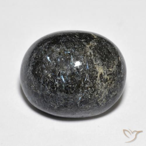 14.55ct Natural Black with Blue Sparkle Nuummite, Oval, Opaque