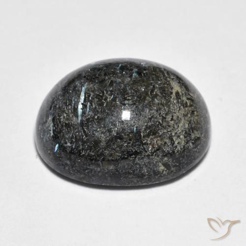 Nuummite Gemstone in 16.5 x 13.5 mm Size for Sale, Nuummite Stone in Black with Blue Sparkle Color