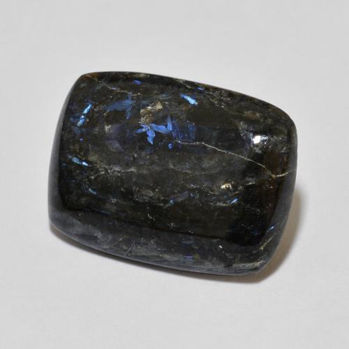 6.81 ct Black Nuummite Stone, Natural Nuummite in Cushion Cabochon Shape for Sale