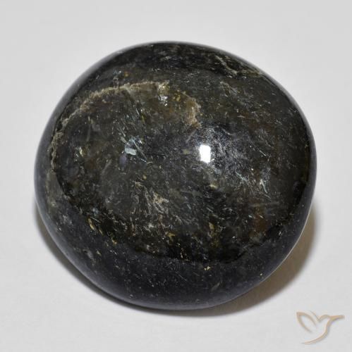 21.06 ct Black Nuummite Stone, Natural Nuummite in Oval Cabochon Shape for Sale