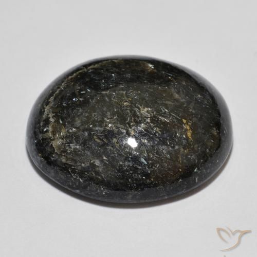 Nuummite Gemstone in 19.9 x 18.5 mm Size for Sale, Nuummite Stone in Black with Blue Sparkle Color