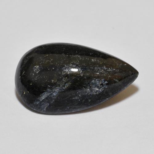 7.64 ct Black Nuummite Stone, Natural Nuummite in Pear Cabochon Shape for Sale
