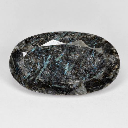 Black with Blue Sparkle Нуумит Камень - 14.3ct Фасетный Овал (ID: 629448)