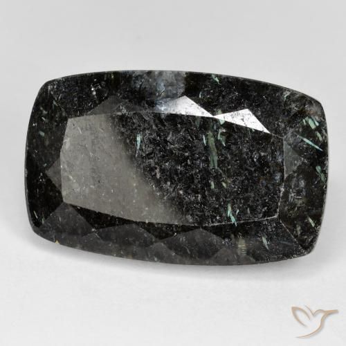 31.64 ct Black Nuummite Stone, Natural Nuummite in Cushion-Cut Shape for Sale