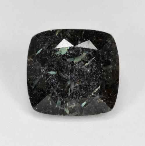 7.92 ct Black Nuummite Gemstone, Nuummite Gem in Cushion-Cut Shape for Sale.