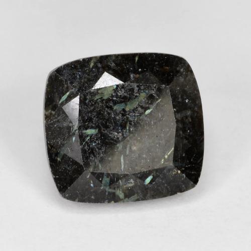 7.92 ct Black Nuummite Stone, Natural Nuummite in Cushion-Cut Shape for Sale