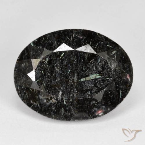 22.20ct Natural Black with Blue Sparkle Nuummite, Oval, Opaque