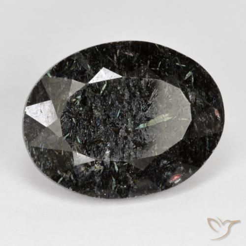 22.20 ct Black Nuummite Stone, Natural Nuummite in Oval Facet Shape for Sale