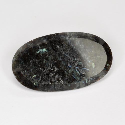 7.30 ct Black Nuummite Stone, Natural Nuummite in Oval Facet Shape for Sale