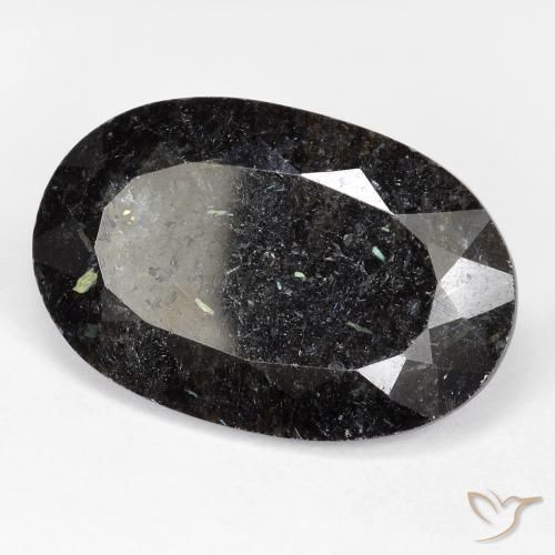 21.59 ct Black Nuummite Stone, Natural Nuummite in Oval Facet Shape for Sale