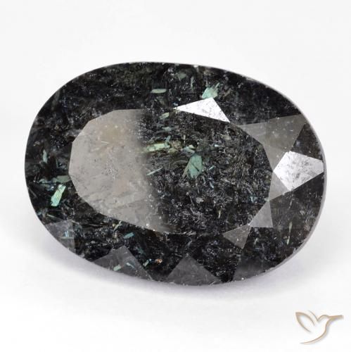 29.76 ct Black Nuummite Stone, Natural Nuummite in Oval Facet Shape for Sale