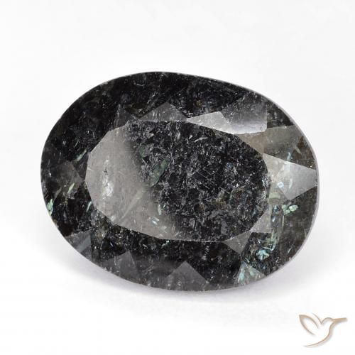20.28 ct Black Nuummite Stone, Natural Nuummite in Oval Facet Shape for Sale