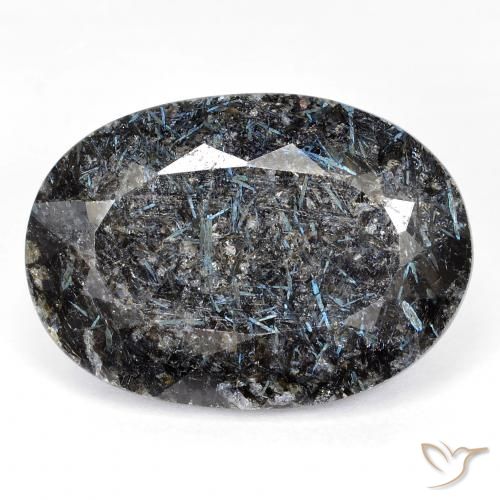 30.63 ct Oval Cut Nuummite, 24.4 x 17.2 mm From India, Photo A