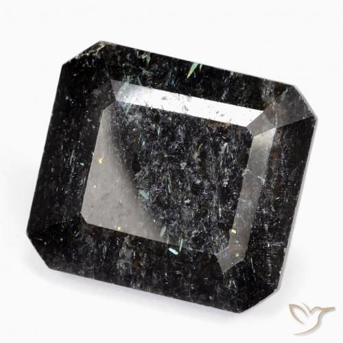 26.45 ct Black Nuummite Stone, Natural Nuummite in Octagon Step Cut Shape for Sale
