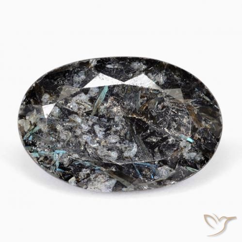 21.56ct Natural Black with Blue Sparkle Nuummite, Oval, Opaque