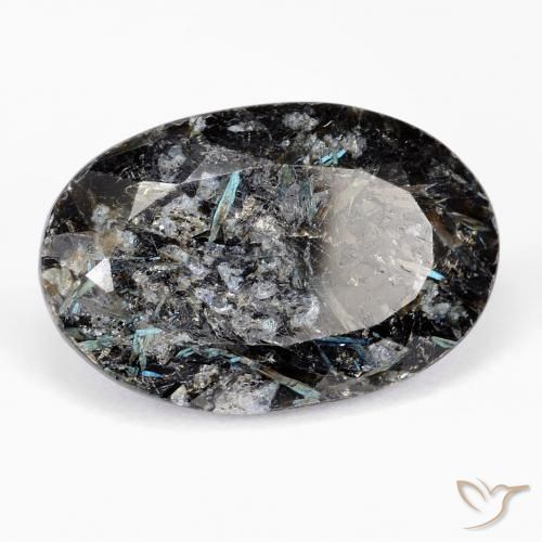21.56 ct Black Nuummite Stone, Natural Nuummite in Oval Facet Shape for Sale