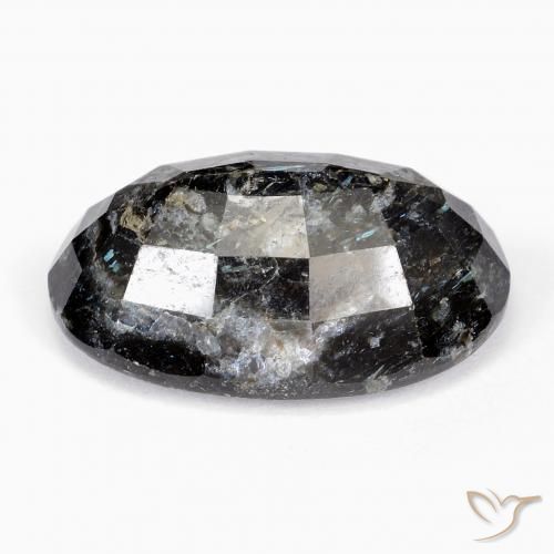 Nuummite Gemstone in 22 x 14.6 mm Size for Sale, Nuummite Stone in Black with Blue Sparkle Color